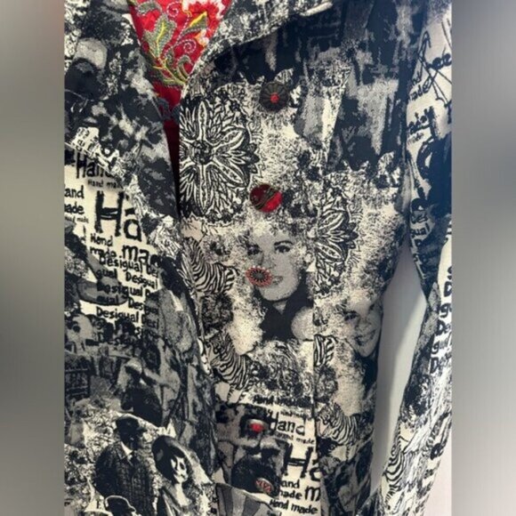 RARE - VINTAGE Desigual Black and White Graphic Women's Coat - Picture 16 of 16